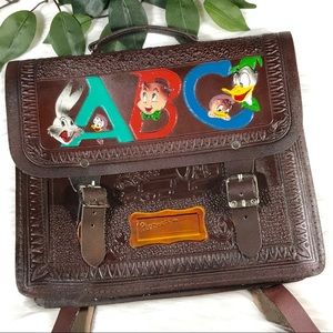 Vintage Looney Tunes Leather Backpack Bookbag purse